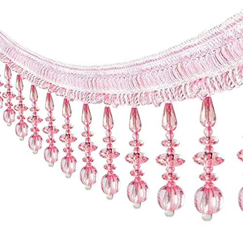 WEKONUMEX Fransenbesatz, 6yards Perlen Fringe Trimmen Vorhang Perlen Quaste Hängen Kürbis Perlen Vorhang(Pink) von WEKONUMEX