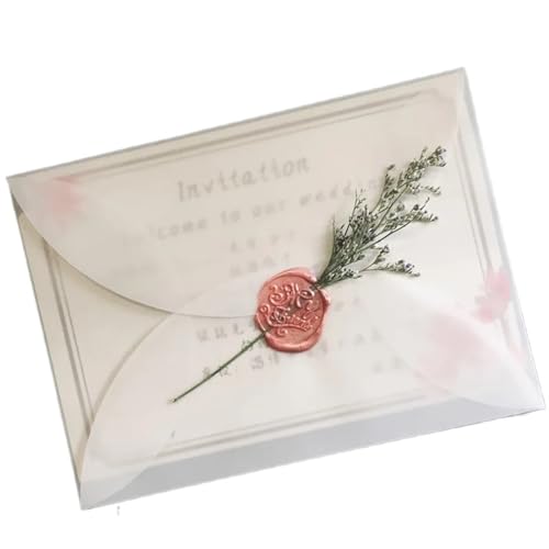 WEKONUMEX Hochzeit Postkarte Einladungen, 10er-Pack Hochzeitseinladungskarten und durchscheinende Umschlag-Sets, transparent, mehrere Größen(15.5X10.5CM) von WEKONUMEX