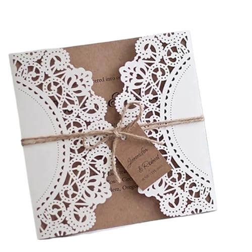 WEKONUMEX Hochzeit Postkarte Einladungen, Packung mit 10/20/50 Grußkarten for Hochzeitseinladungen mit Umschlägen, 14,5 cm x 14,5 cm(20pcs) von WEKONUMEX