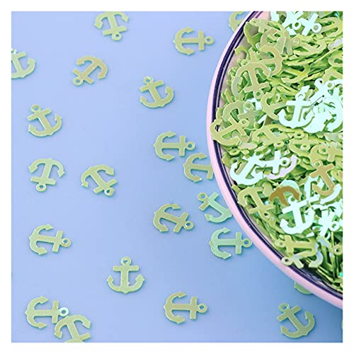 WEKONUMEX Pailletten Applique, 10 g/Los 8 mm Ankerform PVC Lose Pailletten Pailletten Nähen Handwerk Glitzer Pailletten, Z719(Fruit Green) von WEKONUMEX