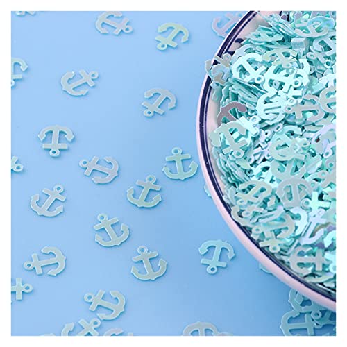 WEKONUMEX Pailletten Applique, 10 g/Los 8 mm Ankerform PVC Lose Pailletten Pailletten Nähen Handwerk Glitzer Pailletten, Z719(Light Blue) von WEKONUMEX