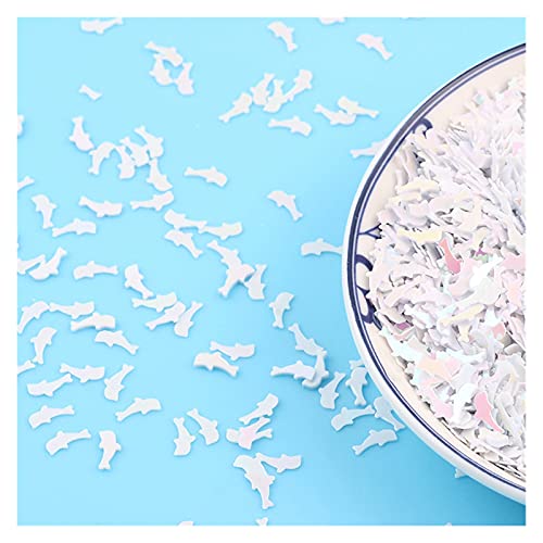 WEKONUMEX Pailletten Applique, 10 g Delphin-Pailletten, lose PVC-Pailletten for Basteln, Nähzubehör, 5 x 7 mm, Z719(White) von WEKONUMEX
