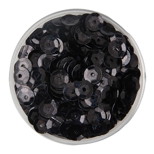 WEKONUMEX Pailletten Applique, 3/4/5/6 mm konkave, runde, lose Pailletten, for Nähen von Kleidung, Dekoration, DIY-Zubehör, Pailletten, 1 Beutel(Black,6mm*50) von WEKONUMEX