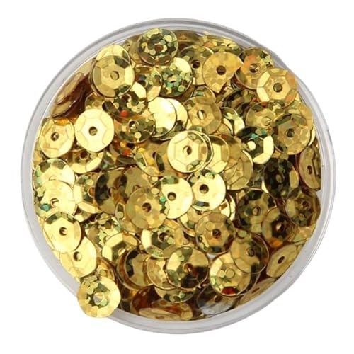 WEKONUMEX Pailletten Applique, 3/4/5/6 mm konkave, runde, lose Pailletten, for Nähen von Kleidung, Dekoration, DIY-Zubehör, Pailletten, 1 Beutel(Gold,4mm*10) von WEKONUMEX
