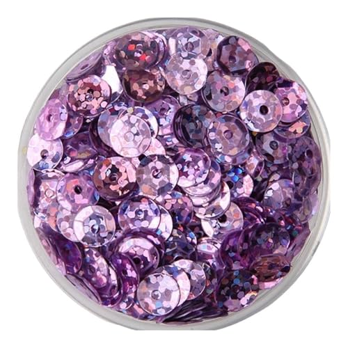 WEKONUMEX Pailletten Applique, 3/4/5/6 mm konkave, runde, lose Pailletten, for Nähen von Kleidung, Dekoration, DIY-Zubehör, Pailletten, 1 Beutel(Purple,6mm*10) von WEKONUMEX