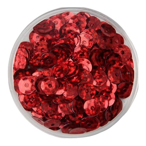 WEKONUMEX Pailletten Applique, 3/4/5/6 mm konkave, runde, lose Pailletten, for Nähen von Kleidung, Dekoration, DIY-Zubehör, Pailletten, 1 Beutel(Red,6mm*50) von WEKONUMEX