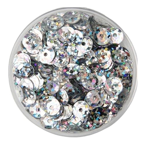 WEKONUMEX Pailletten Applique, 3/4/5/6 mm konkave, runde, lose Pailletten, for Nähen von Kleidung, Dekoration, DIY-Zubehör, Pailletten, 1 Beutel(Silver,6mm*10) von WEKONUMEX