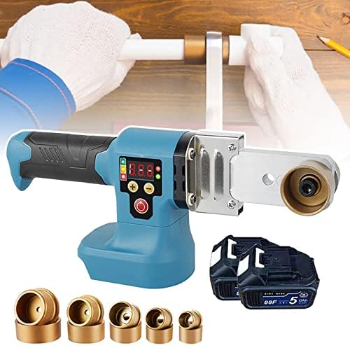 WEKONUMEX Schweißgerät für Wasserrohre aus Kunststoff, kabellos, PPR Rohrschweißset, Digitalanzeige, 240 W, Blau, 2 Stück 20/25/32 mm Batterien von WEKONUMEX