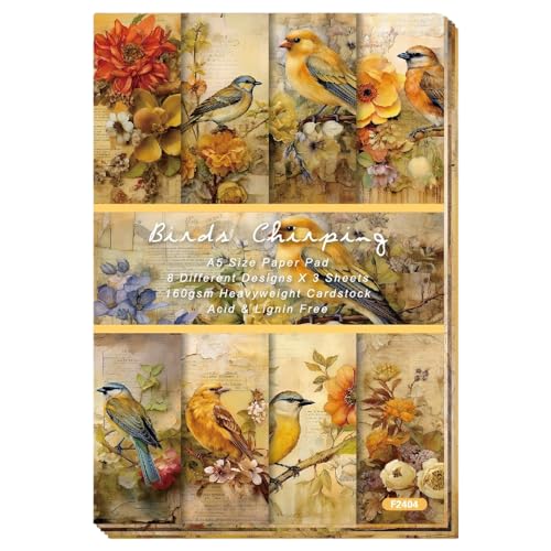 WEKONUMEX Scrapbook-Papier, 48 Blatt einseitiges Musterpapier im A5-Format mit Blumen- und Vogeldrucken, 8 Designs, for die Hintergrunddekoration von selbstgestalteten Fotoalben, 14,5 x 21 cm WEKONUMEX Scrapbook-Papier, 48 Blatt einseitiges Musterpapier im A5-Format mit Blumen- und Vogeldrucken, 8 Designs, for die Hintergrunddekoration von selbstgestalteten Fotoalben, 14,5 x 21 cm von WEKONUMEX