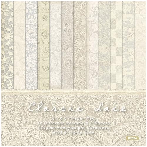 WEKONUMEX Scrapbook-Papier, 6"x 6" Spitzenmuster, 24 Blatt, einseitig gemustertes Vintage-Papier, Zubehör for Basteln von DIY-Karten WEKONUMEX Scrapbook-Papier, 6"x 6" Spitzenmuster, 24 Blatt, einseitig gemustertes Vintage-Papier, Zubehör for Basteln von DIY-Karten von WEKONUMEX
