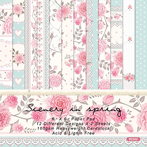 WEKONUMEX Scrapbook-Papier, Scrapbooking-Dekorpapier, einseitiges Papierpaket mit Blumenmuster und Frühlingsmotiven, Geschenkverpackung, Fotoalbum-Dekor, 24 Blatt, 6 x 6 Zoll WEKONUMEX Scrapbook-Papier, Scrapbooking-Dekorpapier, einseitiges Papierpaket mit Blumenmuster und Frühlingsmotiven, Geschenkverpackung, Fotoalbum-Dekor, 24 Blatt, 6 x 6 Zoll von WEKONUMEX