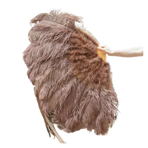 WEKONUMEX Straußen-Marabu-Feder-Handfächer, 13 Bones – Faltbarer, weicher und Flauschiger Handfächer(Deep Coffee) von WEKONUMEX
