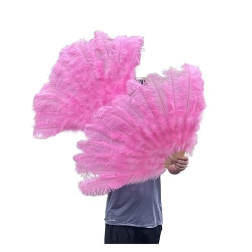 WEKONUMEX Straußen-Marabu-Feder-Handfächer, 13 Knochen-Faltfächer 100cm/130cm(Dark Blue,2 Pcs 100CM) von WEKONUMEX