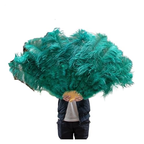 WEKONUMEX Straußen-Marabu-Feder-Handfächer, 2 Größe Retro Handheld Marabou Federn Fan Dekor 13Bones(Dark Green,100CM 1PCS) von WEKONUMEX