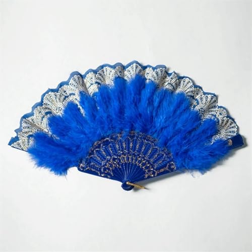 WEKONUMEX Straußen-Marabu-Feder-Handfächer, Faltende dekorative handgemachte Handwerk Hochzeit Party Bühne Feder Fan Handheld(Color 7) von WEKONUMEX