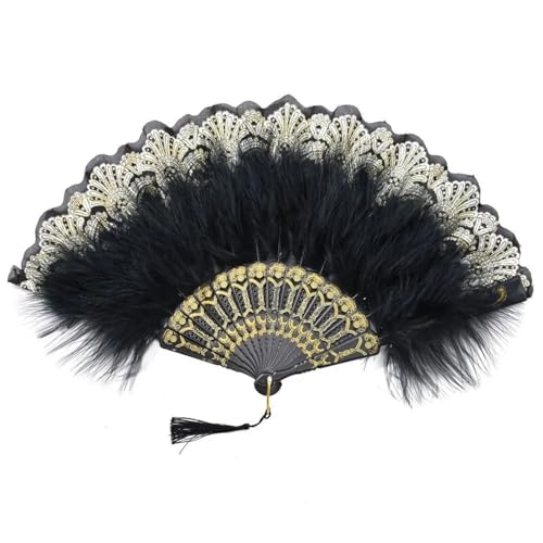 WEKONUMEX Straußen-Marabu-Feder-Handfächer, Feder-Faltfächer, Vintage, mit Anhänger, Geschenk, Federfächer, Handheld WEKONUMEX Straußen-Marabu-Feder-Handfächer, Feder-Faltfächer, Vintage, mit Anhänger, Geschenk, Federfächer, Handheld von WEKONUMEX