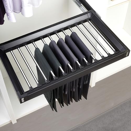 WEKONUMEX ausziehbarer hosenständer, Aluminium-Dämpfungsschiene, mehrere Größen, schwarz, for Kleiderschrank, Waschmaschine(600-850mm) von WEKONUMEX