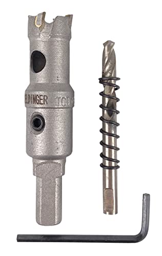 WELDINGER Lochsäge Hartmetall 18 mm für Stahl Edelstahl NE-Metall Guss mit Zentrierbohrer Auswurffeder Montageschlüssel (Bohrkrone) von WELDINGER
