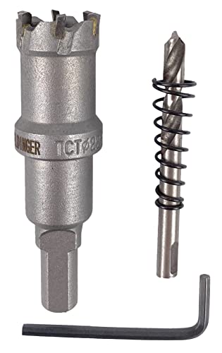 WELDINGER Lochsäge Hartmetall 22 mm für Stahl Edelstahl NE-Metall Guss mit Zentrierbohrer Auswurffeder Montageschlüssel (Bohrkrone) von WELDINGER