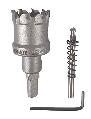 WELDINGER Lochsäge Hartmetall 32 mm für Stahl Edelstahl NE-Metall Guss mit Zentrierbohrer Auswurffeder Montageschlüssel (Bohrkrone) von WELDINGER