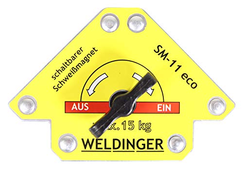 WELDINGER SM-11 eco schaltbarer Winkelmagnet Schweißmagnet 45° 90 ° Haltekraft bis 15 kg (Abmessungen 120x81x18 mm) von WELDINGER