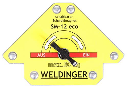 WELDINGER SM-12 eco schaltbarer Winkelmagnet Schweißmagnet 45° 90 ° Haltekraft bis 30 kg (Abmessungen 166x112x21 mm) von WELDINGER