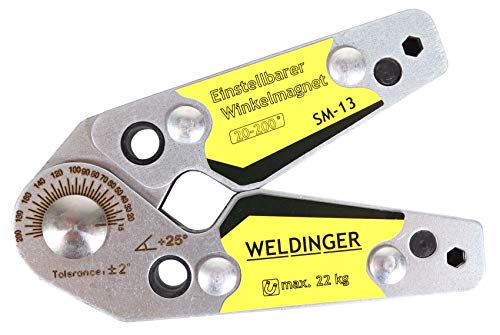 WELDINGER SM-13 verstellbarer Winkelmagnet Schweißmagnet einstellbare Winkel 20-200° Haltekraft bis 22 kg (Abmessungen 110x63x14 mm) von WELDINGER