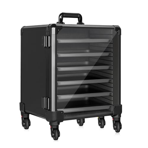 WELIDAY Miniatur-Aufbewahrungskoffer, Miniatur-Transportkoffer, Aluminiumlegierung, Rahmen, Vitrine mit Schloss und Trolley (große Größe) von WELIDAY