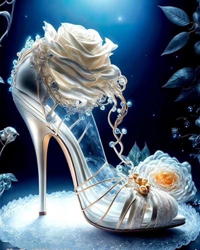 WELIWE Diamond Painting Kits für Erwachsene 5D Full Diamond Art Set DIY Diamant Kunst Malerei Kristallkunst für Heimdekoration florale High Heels 40×50cm von WELIWE