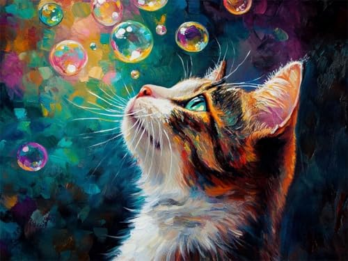 WELIWE Stickerei-Kreuzstich-Set 11CT Vorgedruckte Leinwand DIY Kunst Kreuzstich Kit für Anfänger Kinder Heimdekoration Bubble Cat 40×50 cm WELIWE Stickerei-Kreuzstich-Set 11CT Vorgedruckte Leinwand DIY Kunst Kreuzstich Kit für Anfänger Kinder Heimdekoration Bubble Cat 40×50 cm von WELIWE