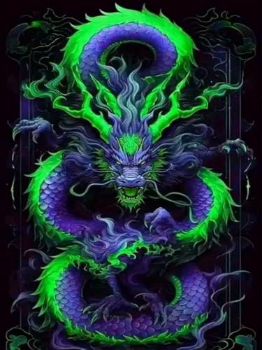 WELIWE Stickerei-Kreuzstich-Set 11CT Vorgedruckte Leinwand DIY Kunst Kreuzstich Kit für Anfänger Kinder Heimdekoration Drache 40×50 cm WELIWE Stickerei-Kreuzstich-Set 11CT Vorgedruckte Leinwand DIY Kunst Kreuzstich Kit für Anfänger Kinder Heimdekoration Drache 40×50 cm von WELIWE