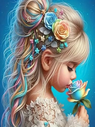 WELIWE Stickerei-Kreuzstich-Set 11CT Vorgedruckte Leinwand DIY Kunst Kreuzstich Kit für Anfänger Kinder Heimdekoration Mädchen mit Blumen 40×50 cm WELIWE Stickerei-Kreuzstich-Set 11CT Vorgedruckte Leinwand DIY Kunst Kreuzstich Kit für Anfänger Kinder Heimdekoration Mädchen mit Blumen 40×50 cm von WELIWE