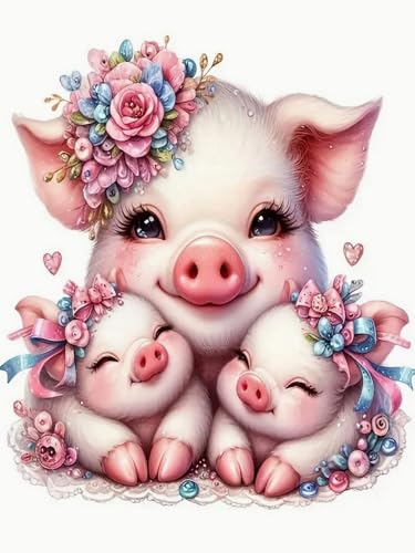 WELIWE Stickerei-Kreuzstich-Set 11CT Vorgedruckte Leinwand DIY Kunst Kreuzstich Kit für Anfänger Kinder Heimdekoration Niedliches Schwein 40×50 cm WELIWE Stickerei-Kreuzstich-Set 11CT Vorgedruckte Leinwand DIY Kunst Kreuzstich Kit für Anfänger Kinder Heimdekoration Niedliches Schwein 40×50 cm von WELIWE