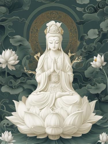 WELIWE Stickerei-Kreuzstich-Set 11CT Vorgedruckte Leinwand DIY Kunst Kreuzstich Kit für Anfänger Kinder Heimdekoration Statue des Bodhisattva Guanyin 40×50 cm WELIWE Stickerei-Kreuzstich-Set 11CT Vorgedruckte Leinwand DIY Kunst Kreuzstich Kit für Anfänger Kinder Heimdekoration Statue des Bodhisattva Guanyin 40×50 cm von WELIWE