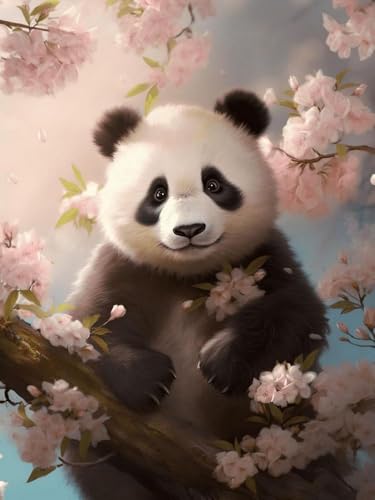 WELIWE Stickerei-Kreuzstich-Set 11CT Vorgedruckte Leinwand DIY Kunst Kreuzstich Kit für Anfänger Kinder Heimdekoration Tierpanda 40×50 cm von WELIWE