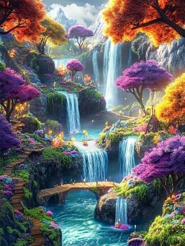 WELIWE Stickerei-Kreuzstich-Set 11CT Vorgedruckte Leinwand DIY Kunst Kreuzstich Kit für Anfänger Kinder Heimdekoration Wasserfalllandschaft 40×50 cm WELIWE Stickerei-Kreuzstich-Set 11CT Vorgedruckte Leinwand DIY Kunst Kreuzstich Kit für Anfänger Kinder Heimdekoration Wasserfalllandschaft 40×50 cm von WELIWE