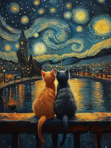 WELIWE Stickerei-Kreuzstich-Set 11CT Vorgedruckte Leinwand DIY Kunst Kreuzstich Kit für Anfänger Kinder Heimdekoration Zwei Katzen 40×50 cm WELIWE Stickerei-Kreuzstich-Set 11CT Vorgedruckte Leinwand DIY Kunst Kreuzstich Kit für Anfänger Kinder Heimdekoration Zwei Katzen 40×50 cm von WELIWE