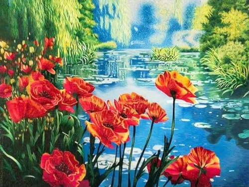 WELIWE Vorgedruckt Kreuzstich kit für Erwachsene 11CT Stickerei Set DIY Starter Stickbild Handwerk Heimdekoration Parklandschaft 40×50 cm von WELIWE