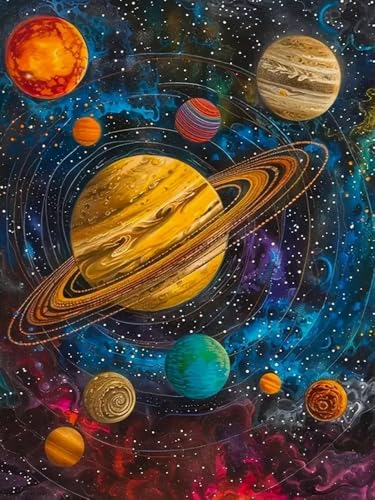 WELIWE Vorgedruckt Kreuzstich kit für Erwachsene 11CT Stickerei Set DIY Starter Stickbild Handwerk Heimdekoration Planet 40×50 cm von WELIWE