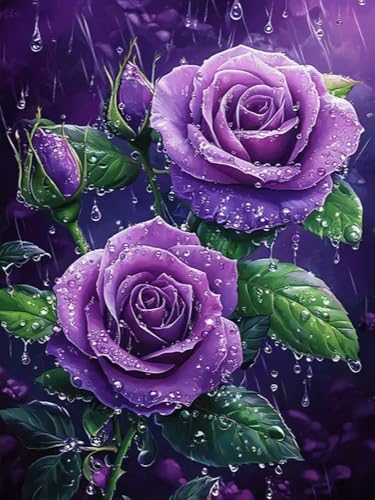 WELIWE Vorgedruckt Kreuzstich kit für Erwachsene 11CT Stickerei Set DIY Starter Stickbild Handwerk Heimdekoration Regentropfenblume 40×50 cm von WELIWE