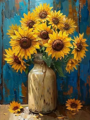 WELIWE Vorgedruckt Kreuzstich kit für Erwachsene 11CT Stickerei Set DIY Starter Stickbild Handwerk Heimdekoration Sonnenblume 40×50 cm von WELIWE