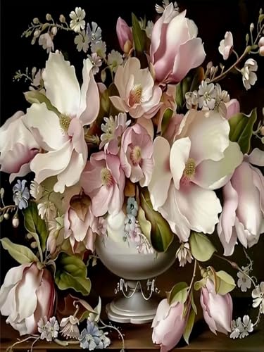 WELIWE Vorgedruckt Kreuzstich kit für Erwachsene 11CT Stickerei Set DIY Starter Stickbild Handwerk Heimdekoration Stillleben mit Blumen 40×50 cm von WELIWE