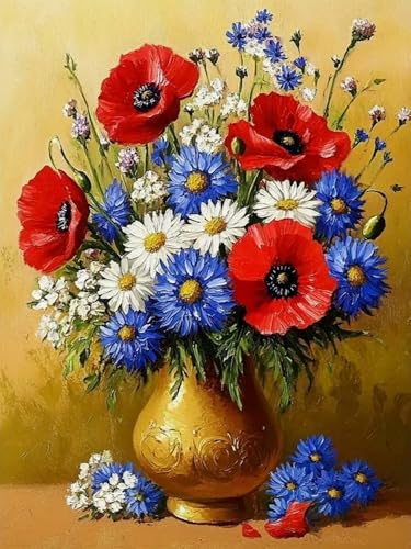 WELIWE Vorgedruckt Kreuzstich kit für Erwachsene 11CT Stickerei Set DIY Starter Stickbild Handwerk Heimdekoration Stillleben mit Blumen 40×50 cm von WELIWE