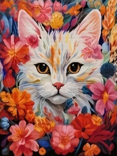 WELIWE Vorgedruckt Kreuzstich kit für Erwachsene 11CT Stickerei Set DIY Starter Stickbild Handwerk Heimdekoration Tier Katze 40×50 cm von WELIWE