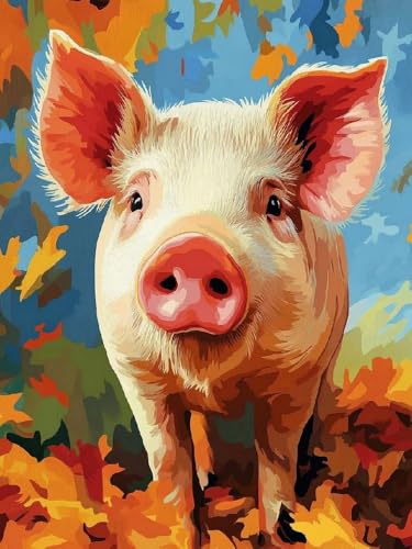 WELIWE Vorgedruckt Kreuzstich kit für Erwachsene 11CT Stickerei Set DIY Starter Stickbild Handwerk Heimdekoration Tier-Schwein 40×50 cm von WELIWE