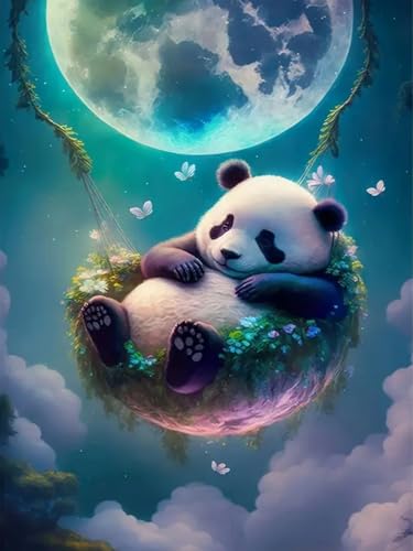 WELIWE Vorgedruckt Kreuzstich kit für Erwachsene 11CT Stickerei Set DIY Starter Stickbild Handwerk Heimdekoration Tierpanda 40×50 cm von WELIWE