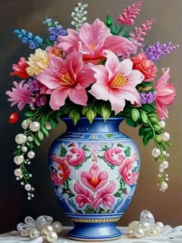 WELIWE Vorgedruckt Kreuzstich kit für Erwachsene 11CT Stickerei Set DIY Starter Stickbild Handwerk Heimdekoration Vasenblumen 40×50 cm WELIWE Vorgedruckt Kreuzstich kit für Erwachsene 11CT Stickerei Set DIY Starter Stickbild Handwerk Heimdekoration Vasenblumen 40×50 cm von WELIWE