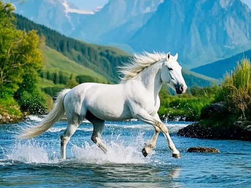 WELIWE Vorgedruckt Kreuzstich kit für Erwachsene 11CT Stickerei Set DIY Starter Stickbild Handwerk Heimdekoration White Horse Creek 40×50 cm WELIWE Vorgedruckt Kreuzstich kit für Erwachsene 11CT Stickerei Set DIY Starter Stickbild Handwerk Heimdekoration White Horse Creek 40×50 cm von WELIWE