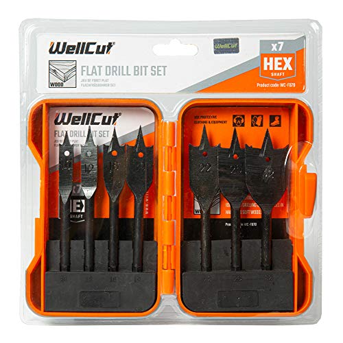 Wellcut WC-FB7B Black Edition Flachbohrer-Set, 7-teilig, 10 mm – 32 mm, Sechskant-Form Wellcut WC-FB7B Black Edition Flachbohrer-Set, 7-teilig, 10 mm – 32 mm, Sechskant-Form von WELLCUT