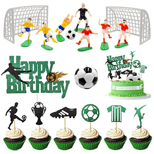 23 Stück Tortendeko Fussball, Fußball Geburtstagstorte Topper, Fussball Cake Topper, Kinder Fußball Kuchen Deko, Fussball Deko Torte für Kinder Fußball Sport Party Geburtstag Party von WELLXUNK